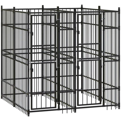 Image of vidaXL Outdoor Dog Kennel Steel 3.69 m²