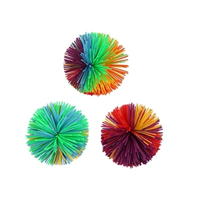 Image of Harapu Monkey Stringy Balls, Soft Stress Balls Sensory Fidgets Toys Rainbow Colorful Bouncy Pom Ball Relief Toy, Pack of 3