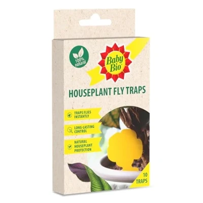 Image of Baby Bio Houseplant Fly Traps 10 Pack Pesticide Free Solution Prevents Pests Aphids, Fungus Gnats Yellow Sticky