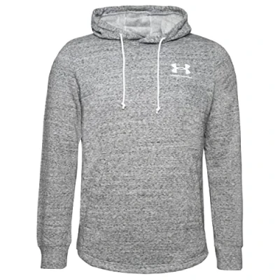 Image of Under Armour Men&#039;s Rival Terry Long Crew Neck Hoodie T Shirt, Onyx White (112) / Team Orange, M