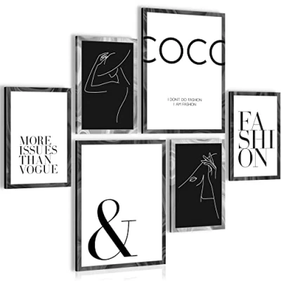 Image of Novart Wall Decoration Set with Paintings Modern Fashion Art COMPLETE AND READY TO HANG No Frame Needed Bedroom Living Room Kitchen N002363a