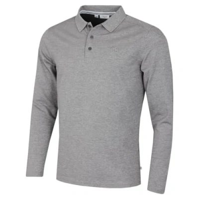Image of Calvin Klein Mens Long Sleeve Campus Polo Shirt Grey Marl XXXXL