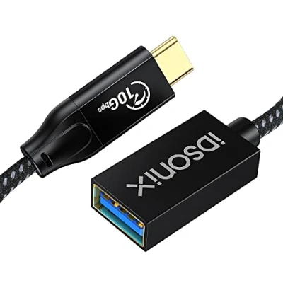 Image of USB C to Adapter, iDsonix OTG Cable 3.1 Gen2 10Gbps, Male A Female Thunderbolt3 Adapter Compatible for New MacBook Pro, iPad Air 2020, Samsung Galaxy and More
