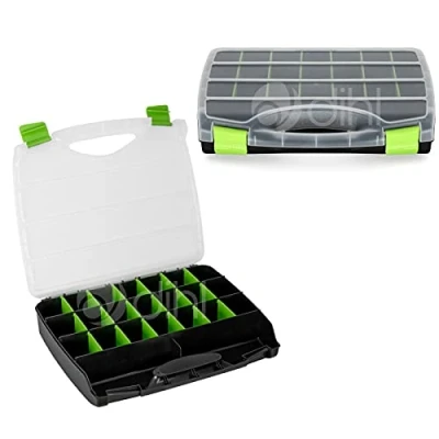 Image of Storage Carry Case Organiser with Handle and 21 Adjustable Compartments for DIY Arts Crafts Tools Screws Fixings