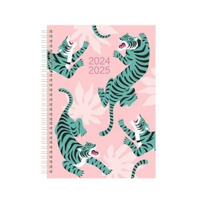 Image of 2024 2025 Academic Mid Year Diary A5 Week to View Wiro Bound Planner Student Journal Organiser TIGER (Design No. 1)