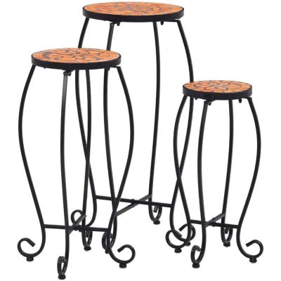 Image of vidaXL Mosaic Tables 3 pcs Terracotta Ceramic