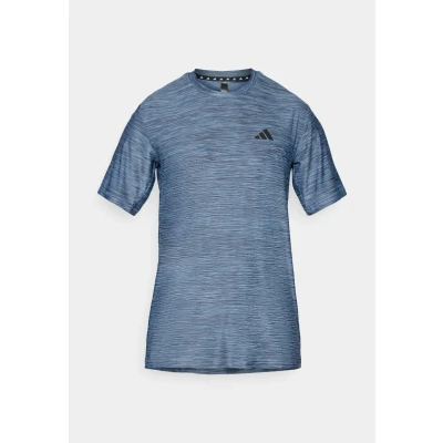 Image of adidas Men&#039;s Train Essentials Stretch Training Tee, Glow Blue Mel/Black, 3XL