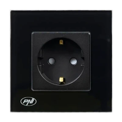 Image of PNI WP101B simple built in socket with glass frame, black color