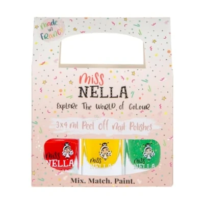 Image of Miss Nella TRAFFIC LIGHTS Peel Off, Odour Free, Water Base &amp; Safe for kids nail polish pack of 3 Class Clown, Sun Kissed Kiss The Frog (glitter)