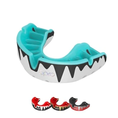 Image of OPRO Platinum Level Mouth Guard, Adults and Kids, Featuring Revolutionary Fitting Technology for Boxing, Football, MMA, Martial Arts, Hockey, All Contact Sports (Black/White/Red, Adult)