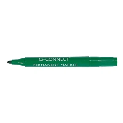 Image of Q Connect Permanent Marker Pen Bullet Tip Green (Pack of 10) KF01773