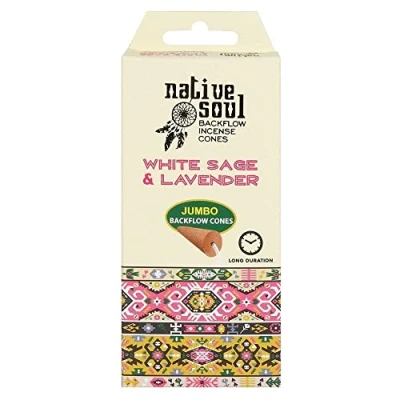 Image of Native Soul White Sage &amp; Lavender Backflow Incense Cones Single Packet