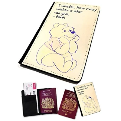 Image of Passport Cover/Holder. Quote, Winnie The Pooh Inspired Travel Protection. Milne