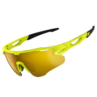 Image of Victgoal Cycling Glasses with Polarised Lenses UV400 Protection Anti Glare Running Sunglasses Men Women TR90 Frame Ultralight Outdoor Sports for (Yellow)