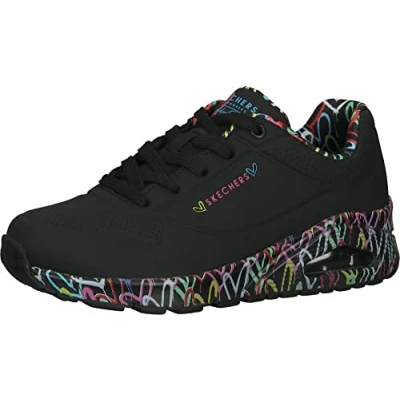 Image of Skechers Women&#039;s Uno Loving Love Sneaker, Black, 3 UK