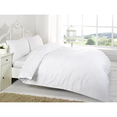 Image of AmigoZone Luxury 100% Egyption Cotton Duvet Cover Set Plain 200 Thread Count (Double, White)