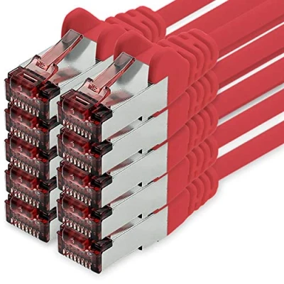 Image of Cat6 network cable 10 x 1m red Ethernet Lankabel Lan Sftp Pimf patch 1000 Mbit s