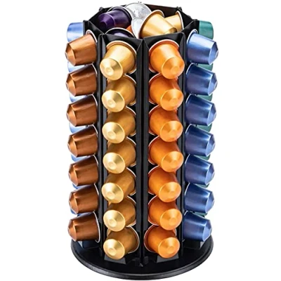 Image of Bagoo Coffee Capsules Holder for Nespresso 360 Degree Rotation with Central Additional Pod Storage (56+)