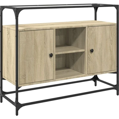 Image of vidaXL Sideboard with Glass Top Sonoma Oak 98x35x81 cm Engineered Wood