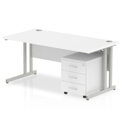 Image of Impulse 1400 Straight Cantilever Workstation with Three drawer mobile