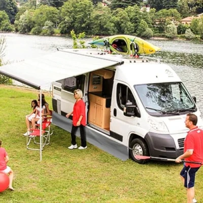 Image of MAIL MORE Draught Skirt, Caravan &amp; Motorhome Air Windbreak Covers,Caravan Skirt Kit, Screens, wheel cover, Mud Campervan, Accessories 70cm 28&#039;&#039; Deep (2.5M)