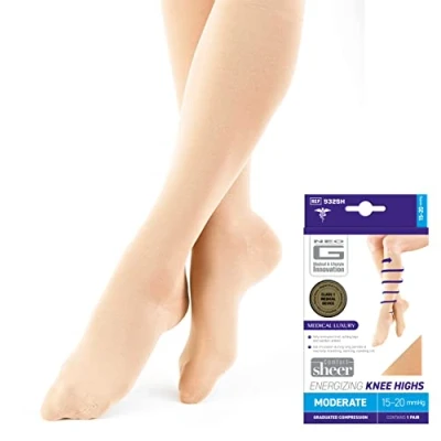 Image of Neo G Energizing Compression Socks for Women Circulation spider or varicose veins, swollen legs, feet, ankles, tired and aching legs Beige L