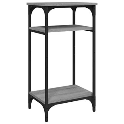 Image of vidaXL Side Table in Grey Sonoma Engineered Wood and Steel Frame Industrial Design Adjustable Legs Ample Storage Space