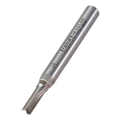 Image of Trend CraftPro Straight Two Flute Router Cutter Bit, 1/4 Inch Shank, 4mm Cut Diameter &amp; 11.1mm Length, Tungsten Carbide Tipped, C002X1/4TC