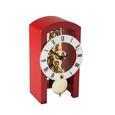 Image of Hermle Mechanical Skeleton Table Clock with Red Wood 23015 360721