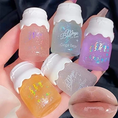 Image of Mrettick 5 Colors Shimmer Lip Gloss Set Hydrating Glow Oil Cute Tinted Transparent Balm
