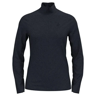 Image of Odlo Women Long sleeved shirt with zipper ROY, dark sapphire black stripes, XS