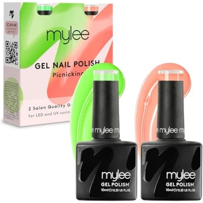 Image of Mylee Gel Nail Polish Colour Set 2x10ml [Picnicking Duo] UV/LED Soak Off Art Manicure Pedicure for Professional, Salon &amp; Home Use [Spring/Summer 2024] Long Lasting Easy to Apply