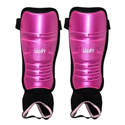 Image of Uwin Hockey Shinguards protection with the ankle discs and achilles padding (Pink, XSmall)