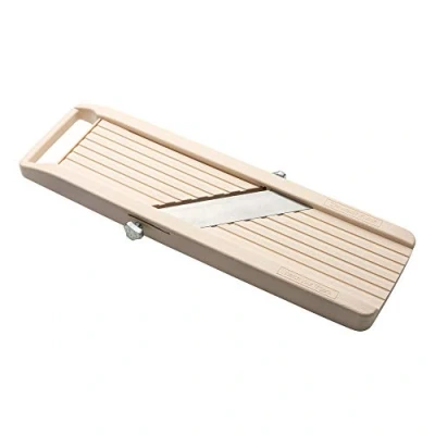 Image of Benriner BN 1 Japanese Handheld Mandolin Slicer with Three Interchangeable Stainless Steel Blades Ivory, Vegetable Fruit Cutter Peeler, Steel, Off White