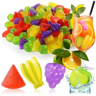 Image of COM FOUR® 120x Reusable ice Cubes in Cool Designs, Party Bright Colors (120 Pieces Fruits)