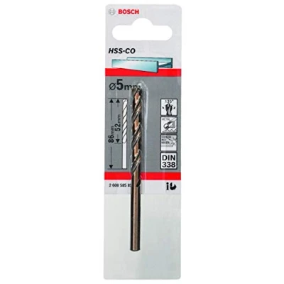 Image of BOSCH 2608585851 Round Shaft Metal Drill Bit HSS Co 5 x 52 86 mm
