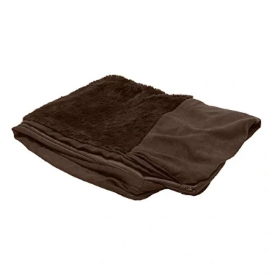 Image of Furhaven Replacement Dog Bed Cover Plush &amp; Suede Sofa Style, Machine Washable Espresso, Jumbo (X Large)
