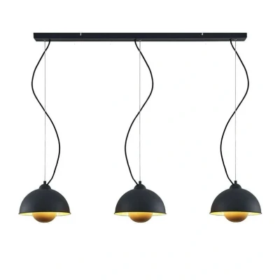 Image of Lindby Gretja pendant light, 3 bulb, black and gold