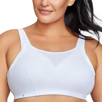 Image of Glamorise Full Figure Plus Size Custom Control Sports Bra Wirefree #1166 White