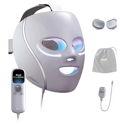 Image of Shark CryoGlow LED Face Mask with Under Eye Cooling, Anti Ageing &amp; Blemish Repair, Red Blue LED, Infrared Light Therapy, USB C, Remote Control, Storage Bag, Adjustable Straps, Lilac Chill FW312PLUK