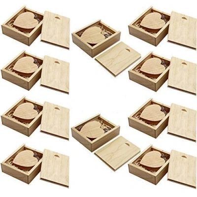 Image of A Plus+ 10 PCS USB 3.0 Memory Sticks 32GB Wooden Heart Flash Drive with Cases Gift Box in Bulk