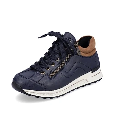 Image of Rieker Women Trainers N1400, Ladies Low Tops,Removable Insole,Low Shoe,Street Shoes,Leisure,Sporty,Blue (Blau / 14),38 EU 5 UK