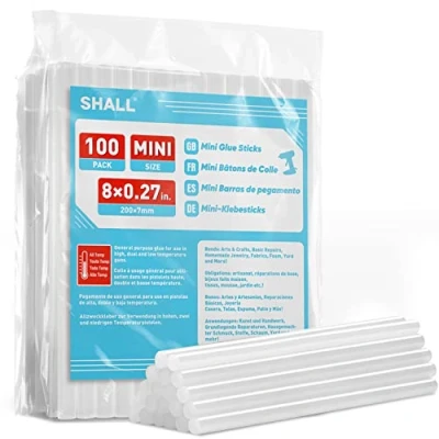 Image of SHALL Mini hot Glue Sticks, 0.27 inch x 8 inch. （7mm 200mm）, 100 Pack Clear Gun Sticks for, Versatile for Kids and Adults to DIY