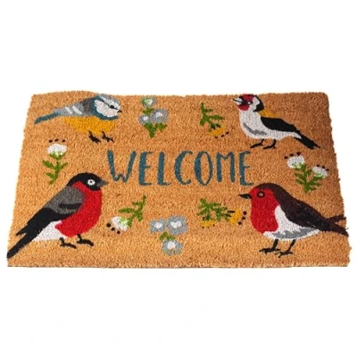 Image of Welcome Non Slip Coir Door Mat British Birds 60 x 40cm