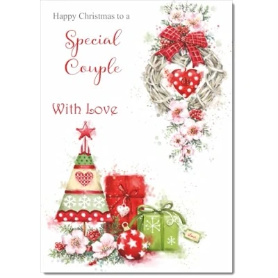 Image of doodlecards Special Couple Christmas Card Heart Decorations Medium Size for with Plain Envelope