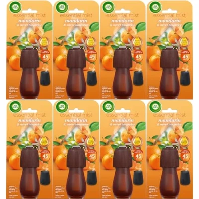 Image of Air Wick Essential Mist Refills, Mandarin &amp; Sweet Orange, Pack 8 x 20ml, Natural Oils, Last up to 180 days, freshener