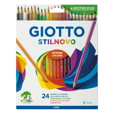 Image of GIOTTO Stilnovo Intense Colours Colouring Pencils, 24 Assorted Colours, Ideal for Children, Parties and Schools
