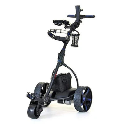 Image of Caddymatic V2 Electric Golf Trolley/Cart With 18 Hole Standard battery Auto Distance Functionality Black/Blue
