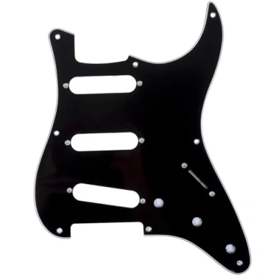 Image of Musiclily Pro 8 Hole 50s 57 Vintage Style Strat SSS Guitar Pickguard for American Stratocaster, 3Ply Black