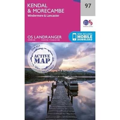 Image of Landranger Active 97 Kendal, Morecambe, Windermere &amp; Lancaster Map With Digital Version